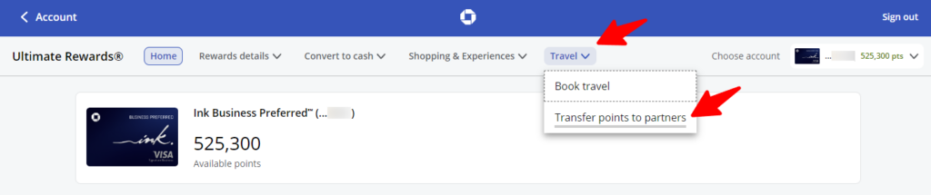 Transfer Chase Ultimate Rewards to Partners