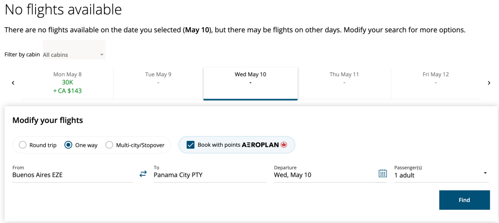 Aeroplan Award Search Reliability Issues