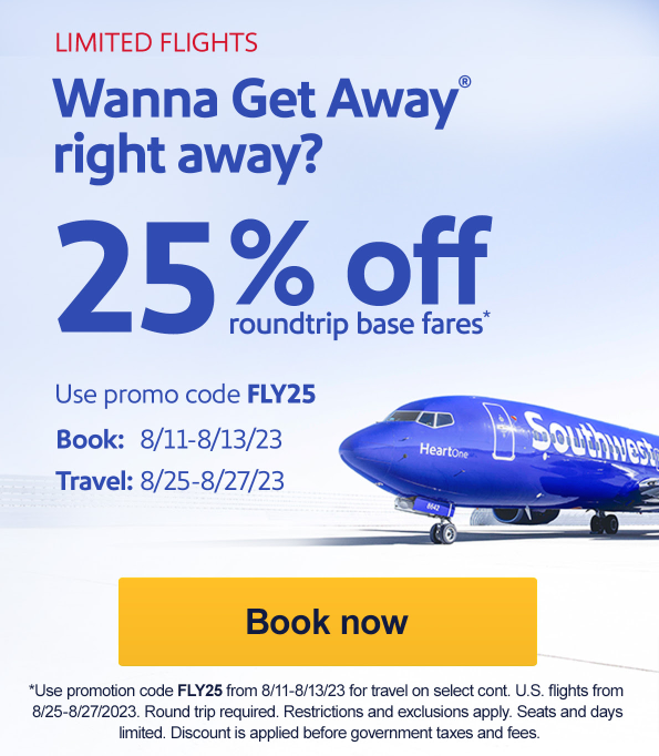 southwest airlines FLY25 promotion

