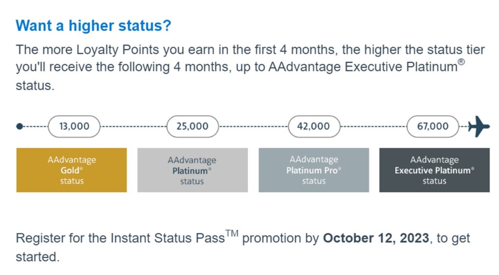 American Airlines Status Offer