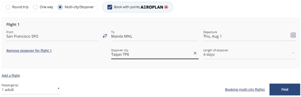 Stopovers with Aeroplan