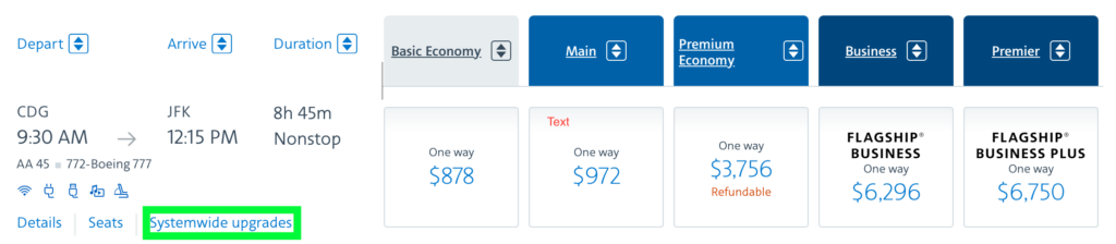american airlines systemwide upgrades