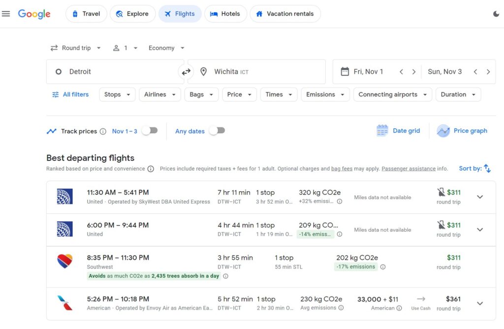 Search Southwest On Google Flights