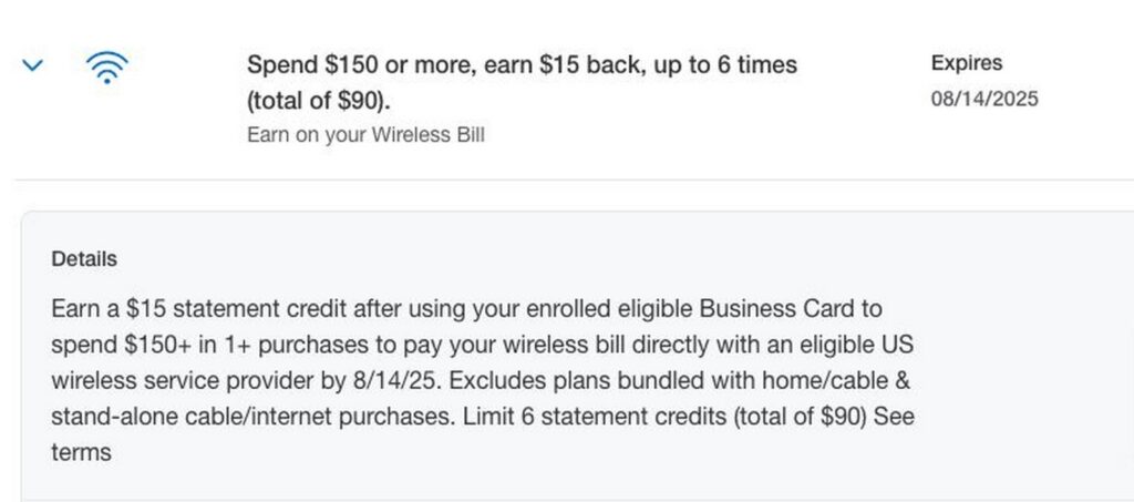 Wireless Bill Amex Offer