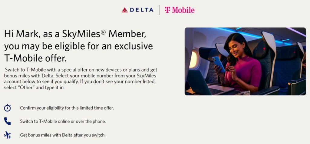 Delta Skymiles T-Mobile Offer