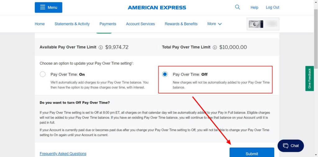 Amex Pay Over Time Offers