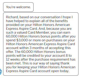 Hilton Aspire Retention Offer