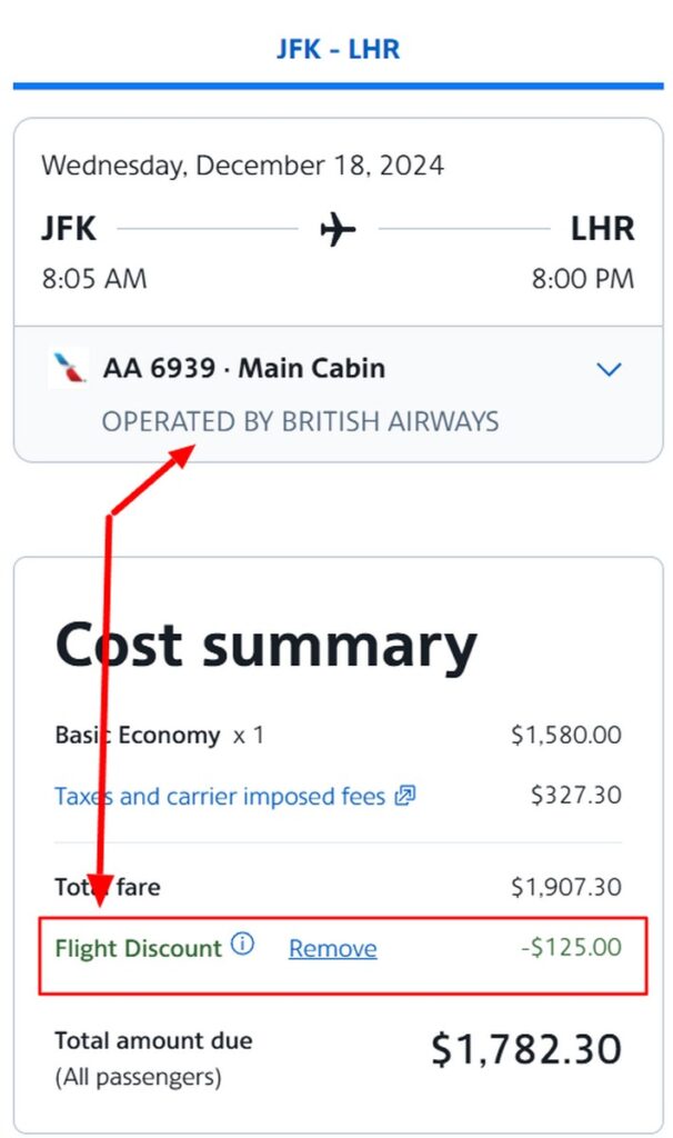 Citi AAdvantage $125 Flight Discount