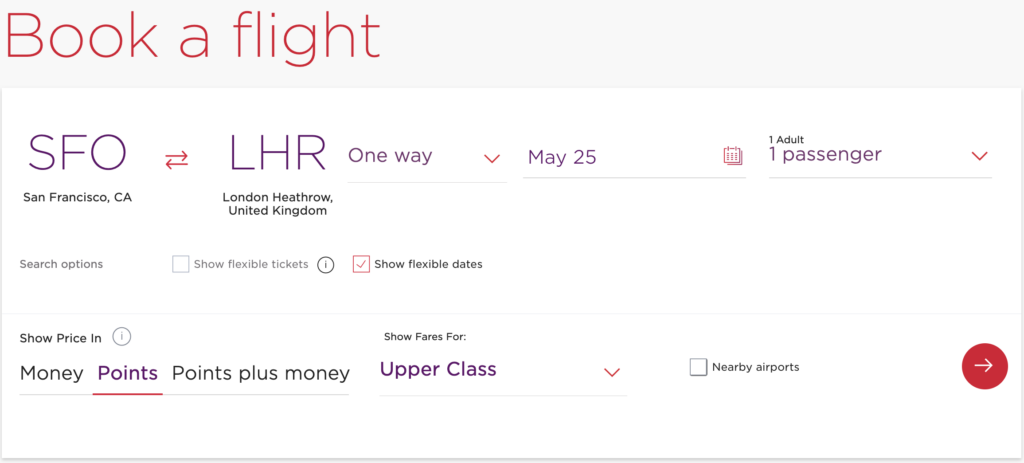 Virgin Atlantic Monthly Award Search