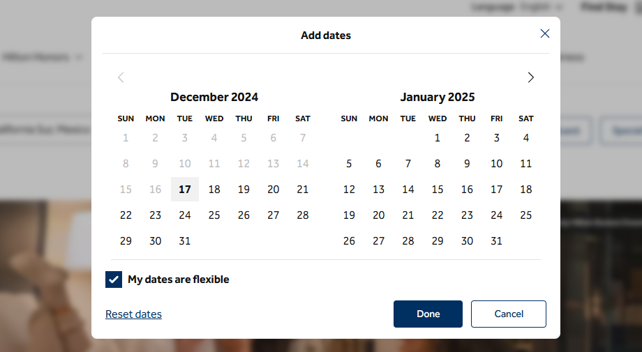 Using The Hilton Flexible Calendar Search Feature