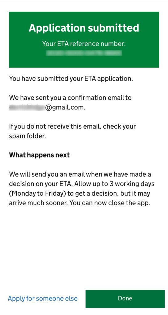 UK ETA application