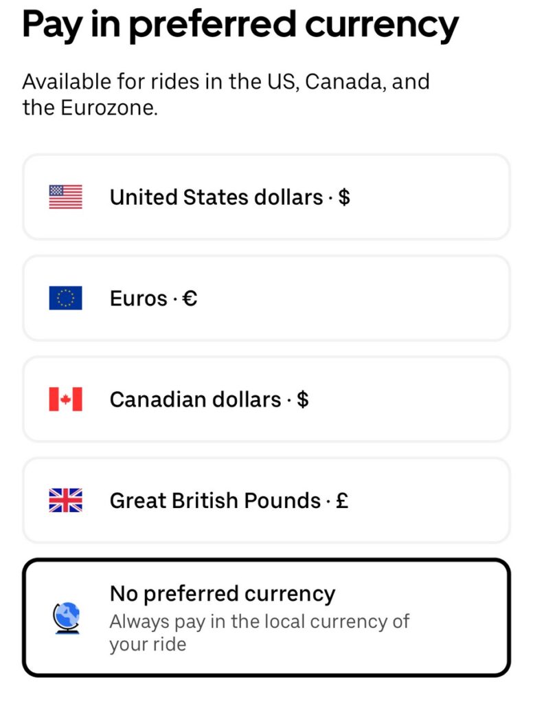 Uber Foreign Currency Conversion Fee