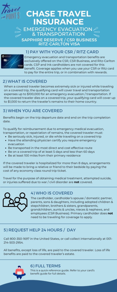 Chase Travel Insurance Emergency Evacuation Transportation