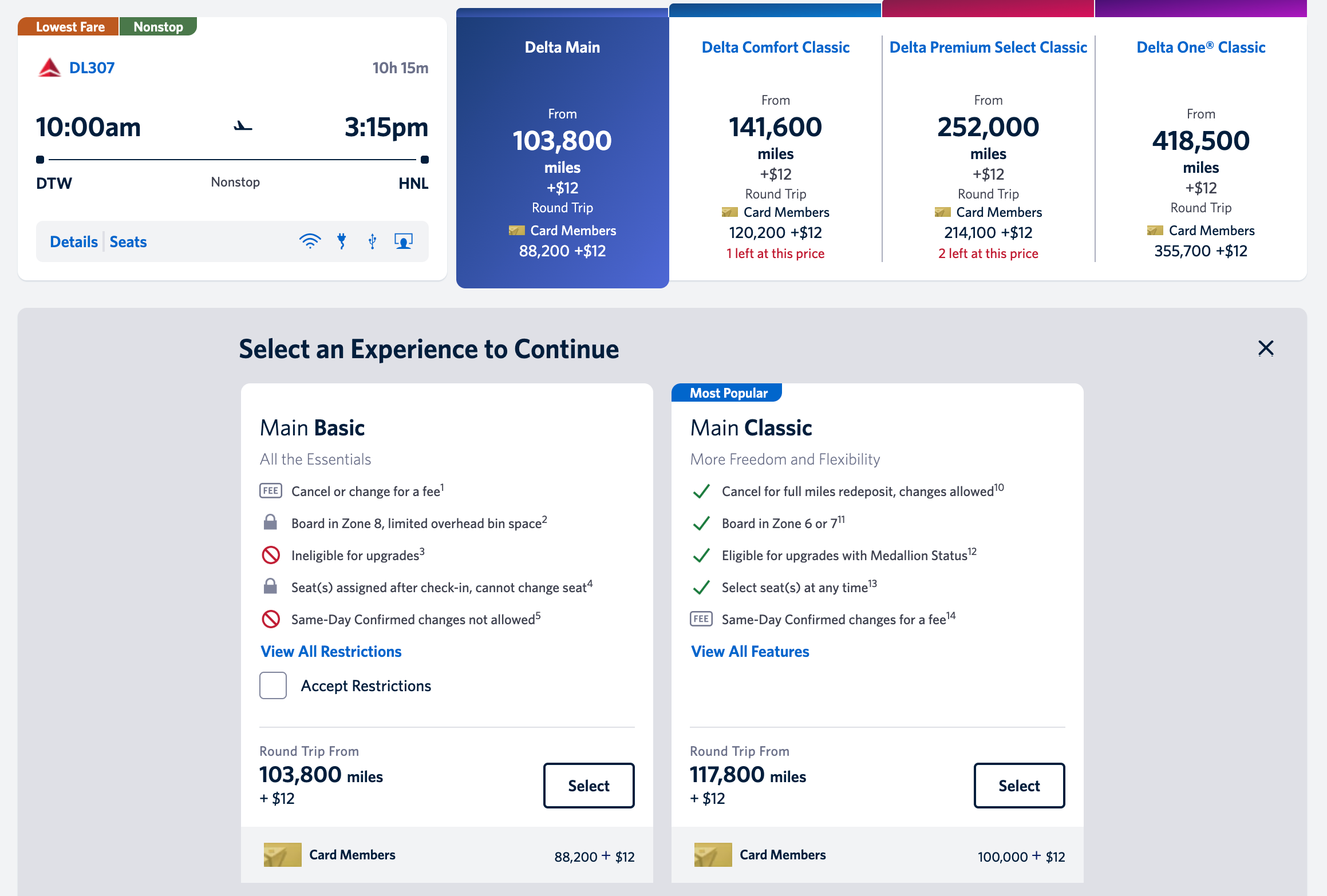 Detroit to Honolulu flight for 103,800 Delta SkyMiles