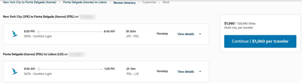 Booking Azores Airlines