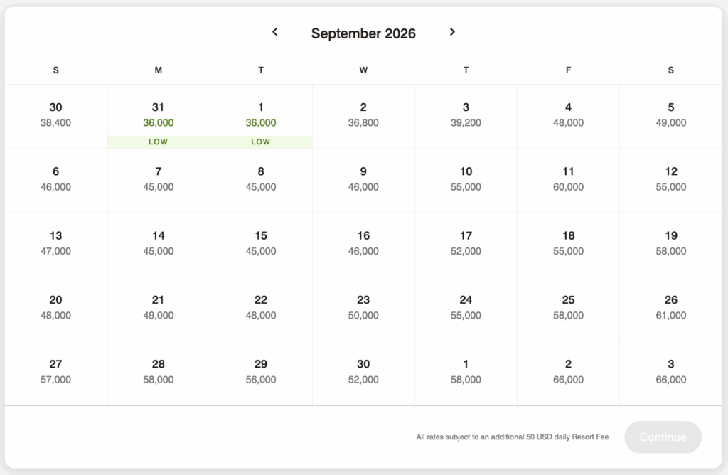 Marriott 35,000 Point Certificate Domestic Redemptions