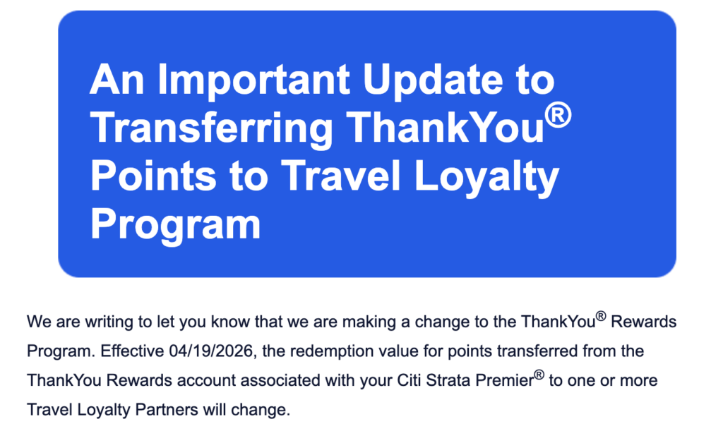 citi lowers transfer ratios