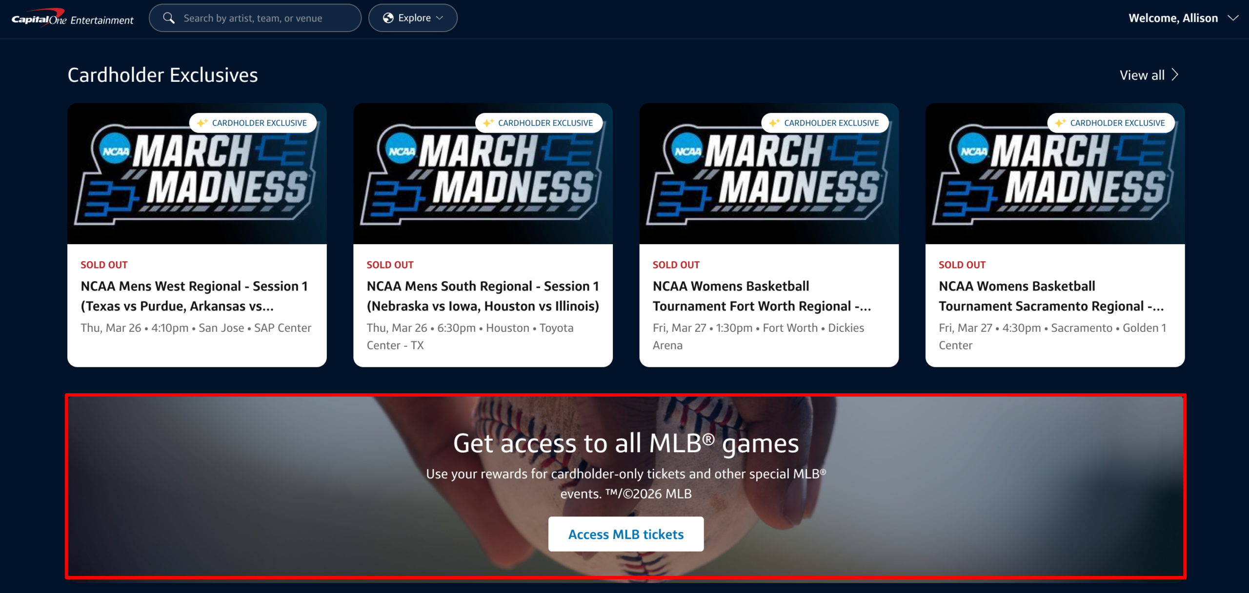 Capital One MLB tickets