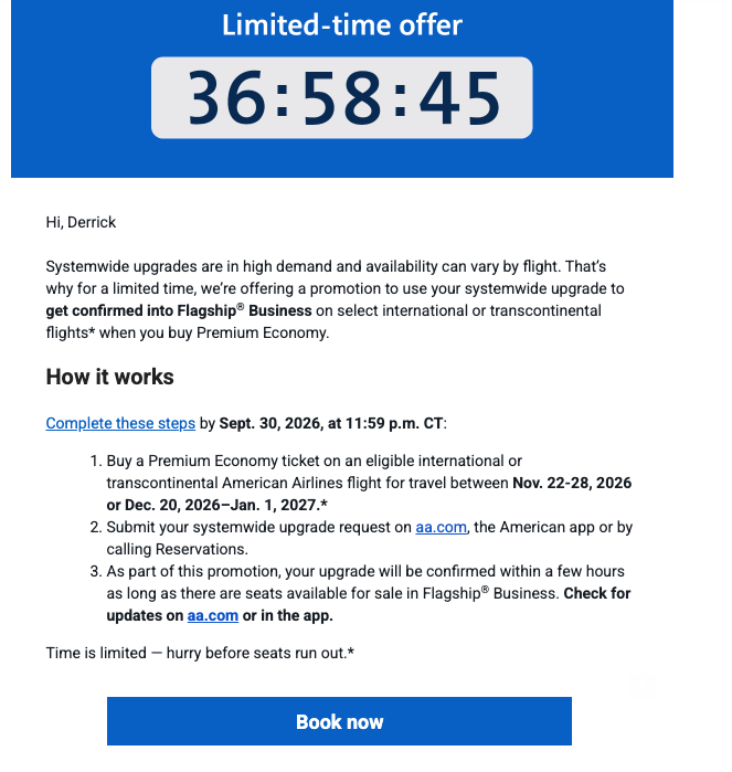 American Systemwide Upgrade Offer