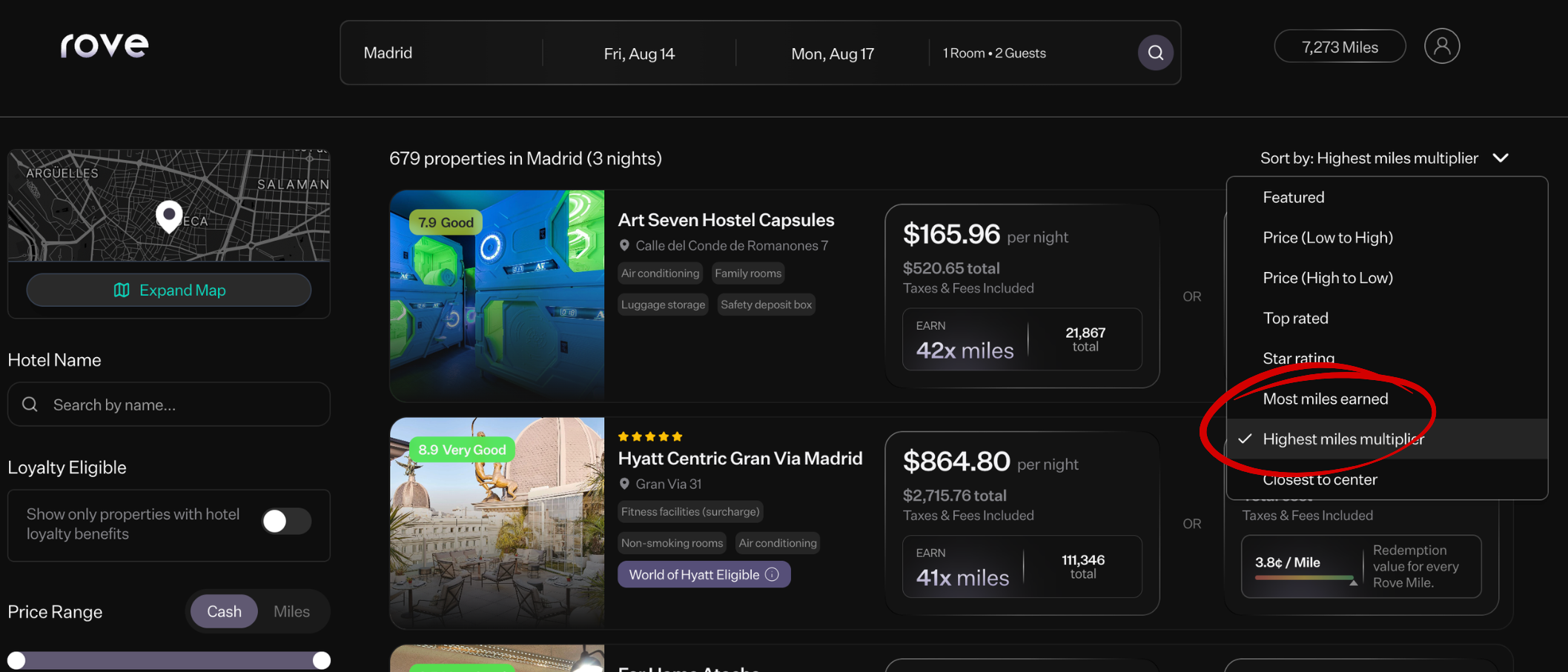 Rove Miles’ Highest Hotel Multipliers  