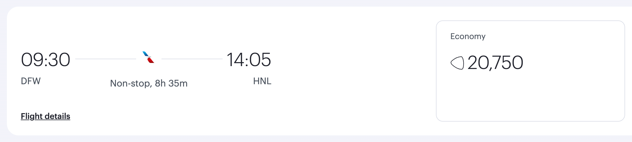 American Airlines award flight from Dallas to Honolulu for 20,500 Qatar Airways Avios