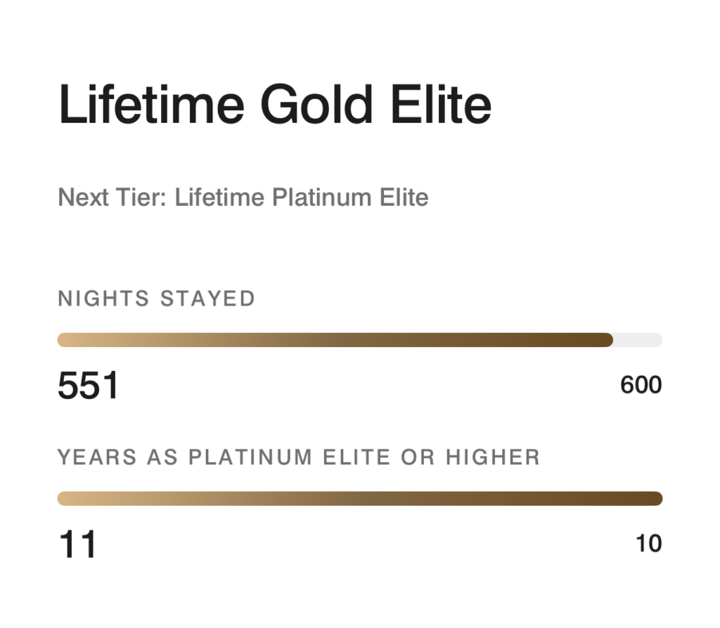 Lifetime Bonvoy Platinum Elite Status