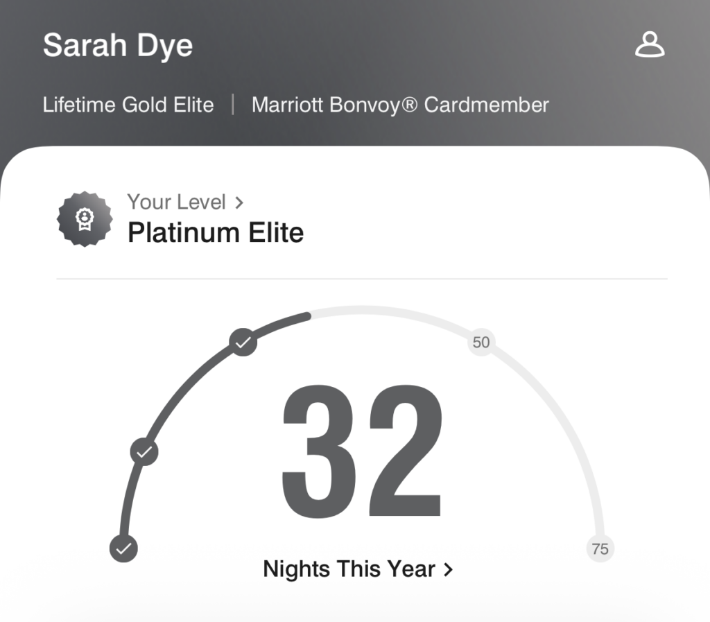 Lifetime Bonvoy Platinum Elite Status