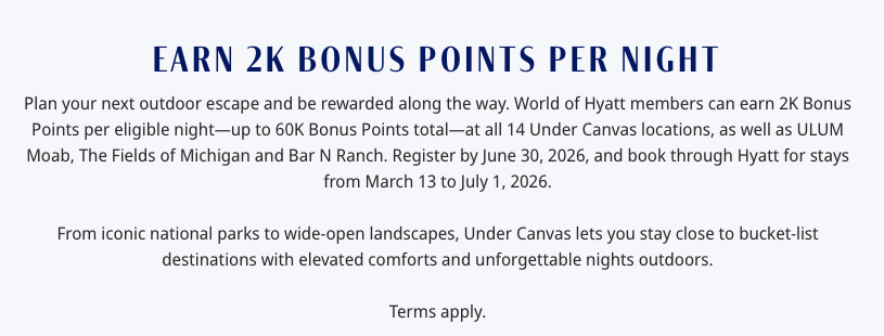Hyatt Under Canvas Promotion