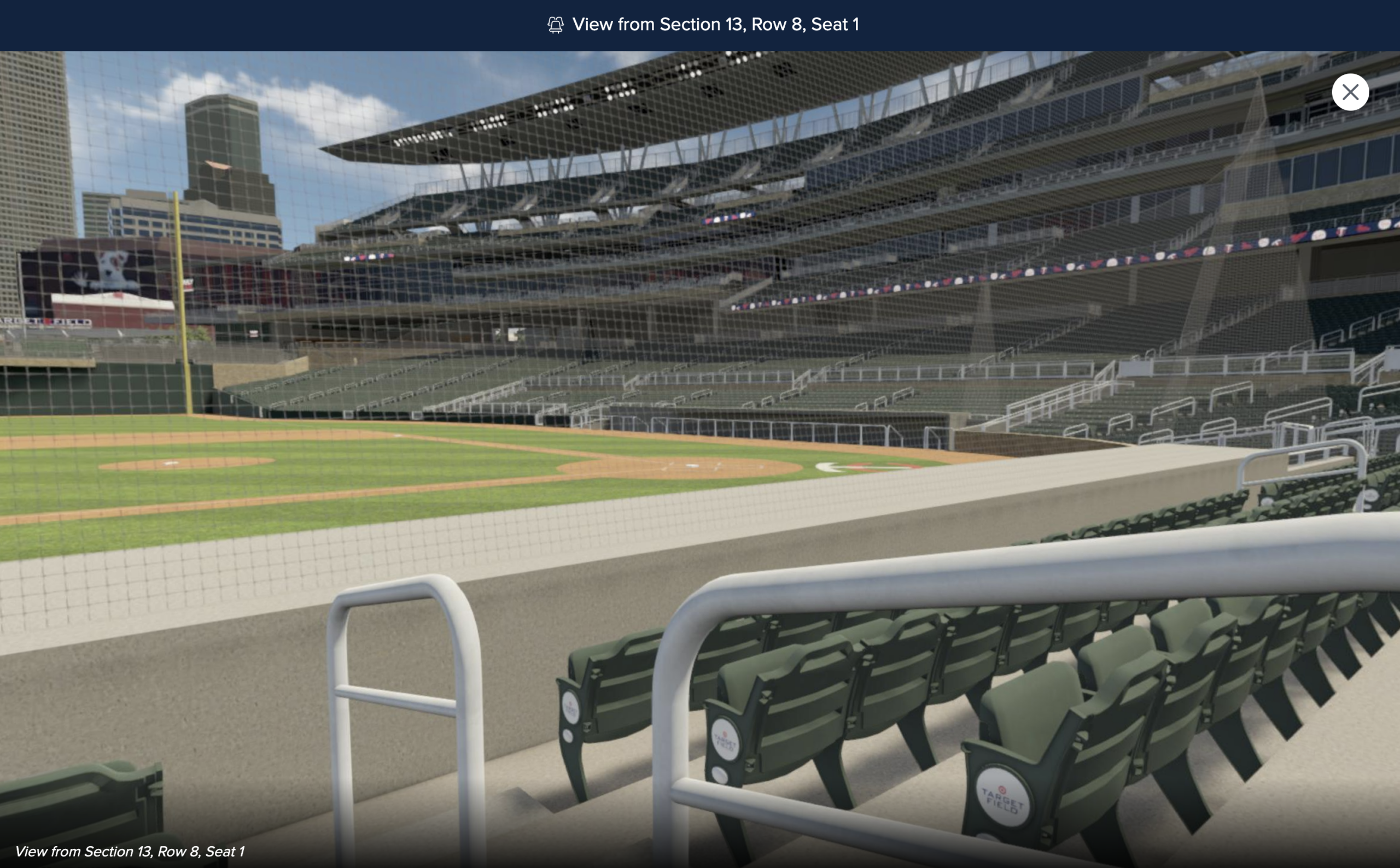 View from the dugout box seats at Target Field