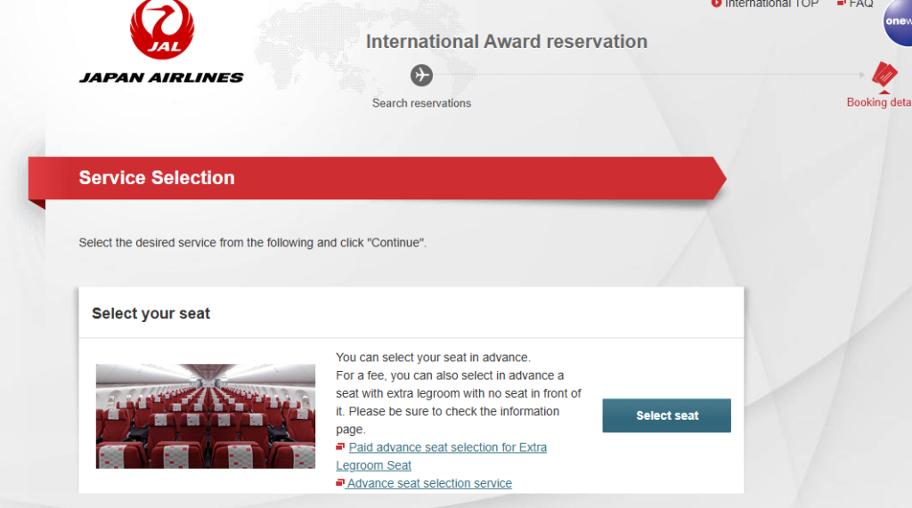 Japan Airlines Seat Selection With Partner Booking