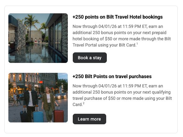 Bilt Card Spending Offers