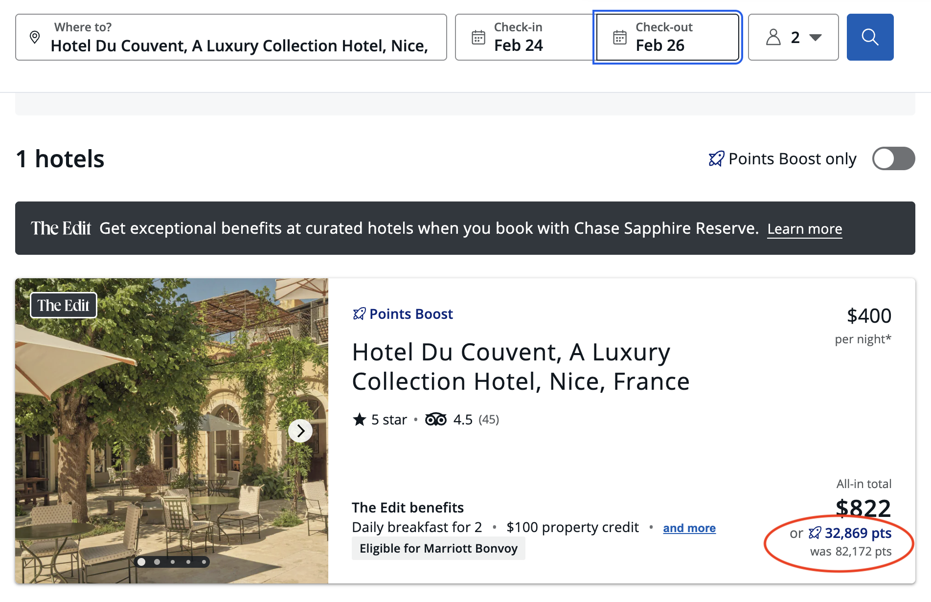 2.5X Chase Points Boost Properties