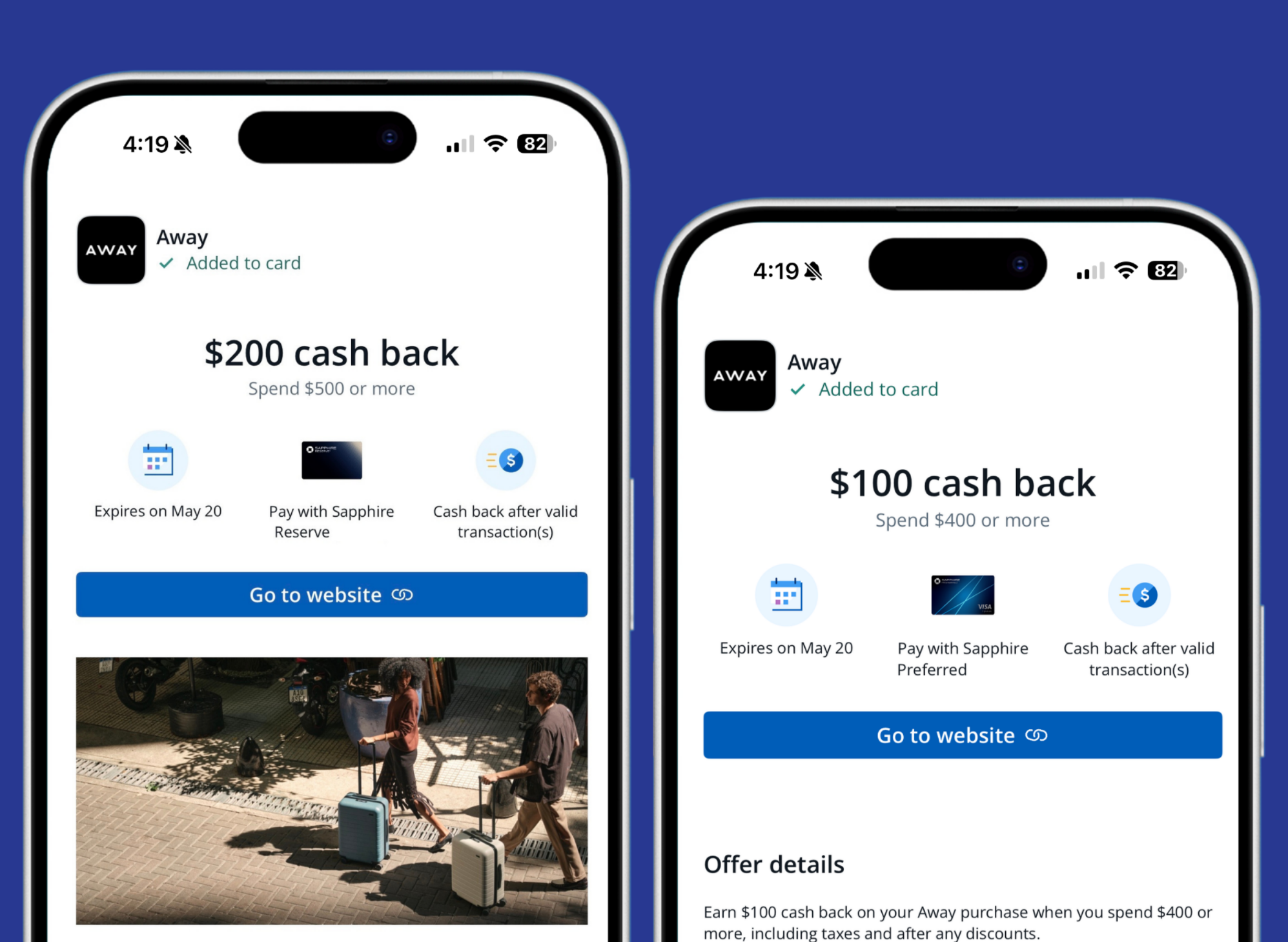 New Chase Away Luggage Offer