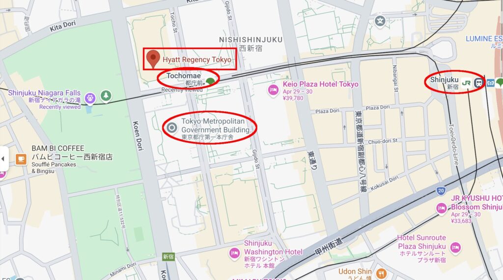 Tokyo Hyatt Category 5 Hotels
