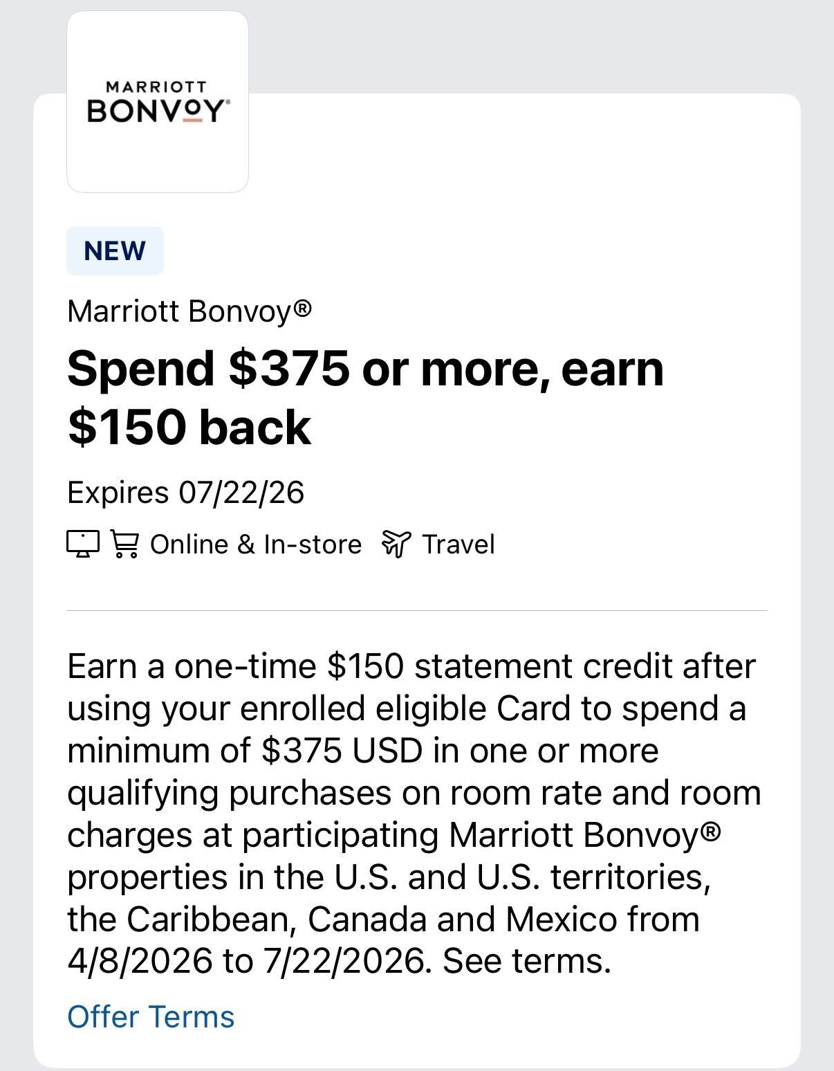 New Marriott Amex Offer