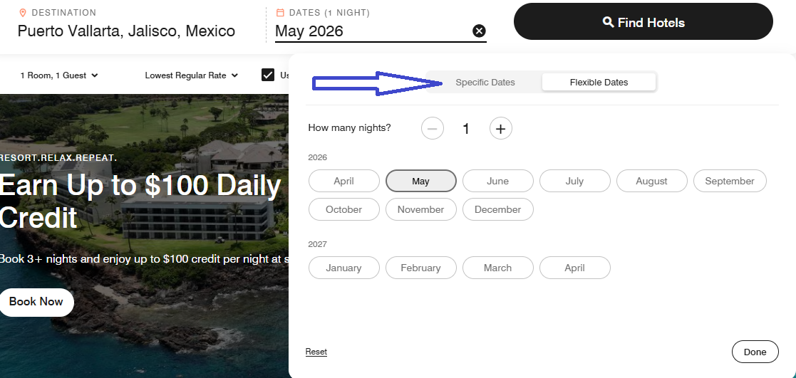 Marriott Flexible Calendar Search