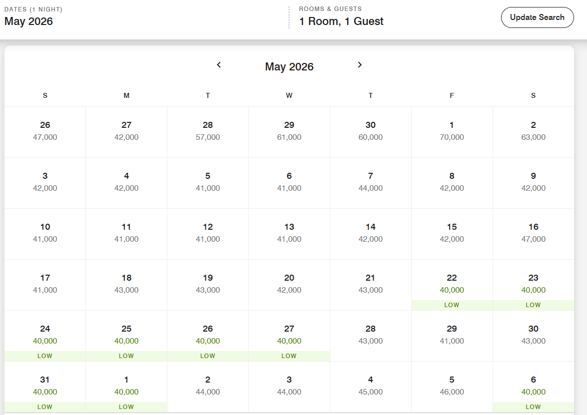 Marriott Flexible Calendar Search