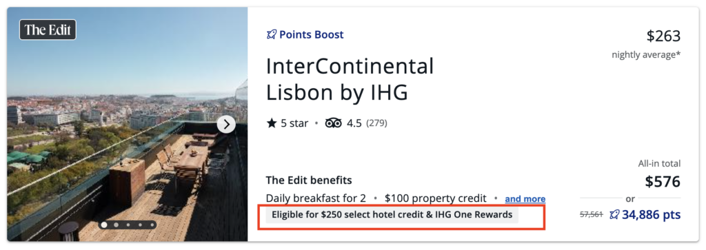 Stacking Chase Edit And Select Hotels Credits