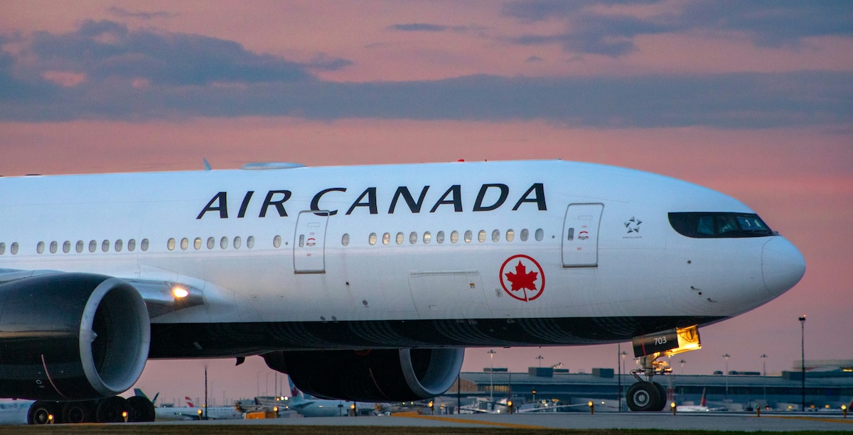 Air Canada airplane on a runway