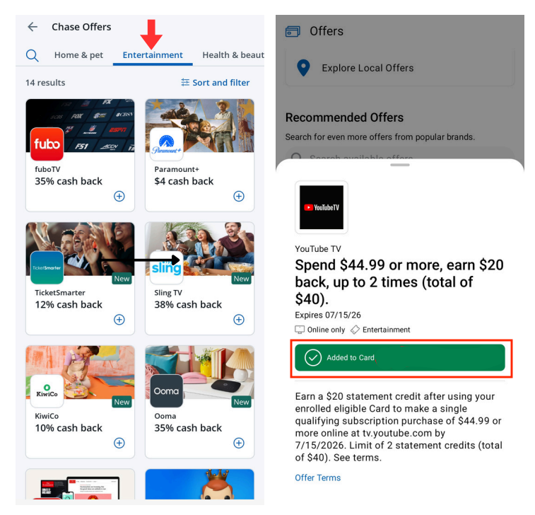 Free TV With Credit Card Perks