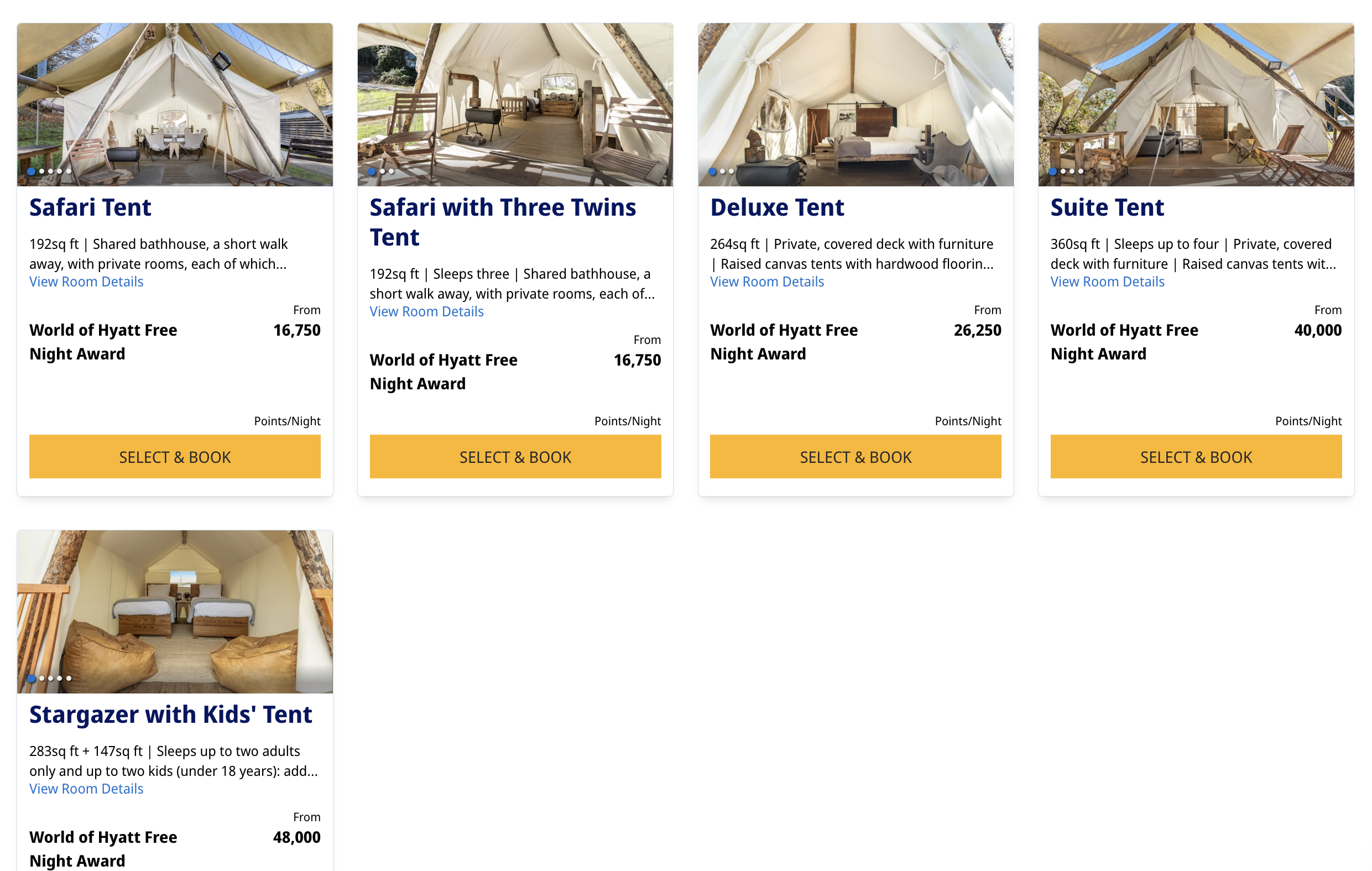 Current Hyatt Under Canvas Promos
