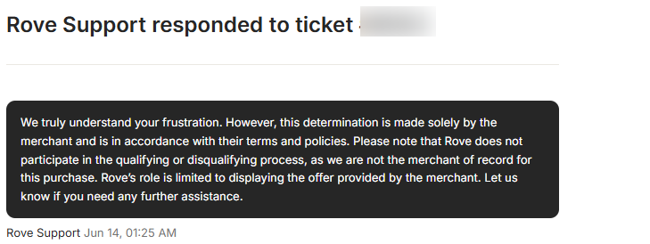 Rove shopping portal issues