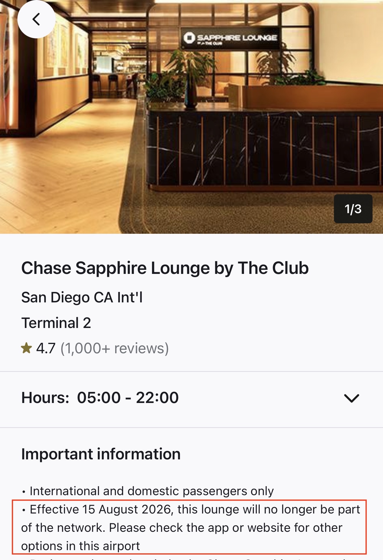 Chase Sapphire Lounge Access Changes