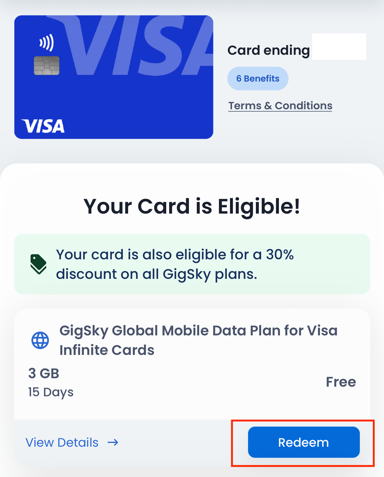 GigSky Visa Benefit