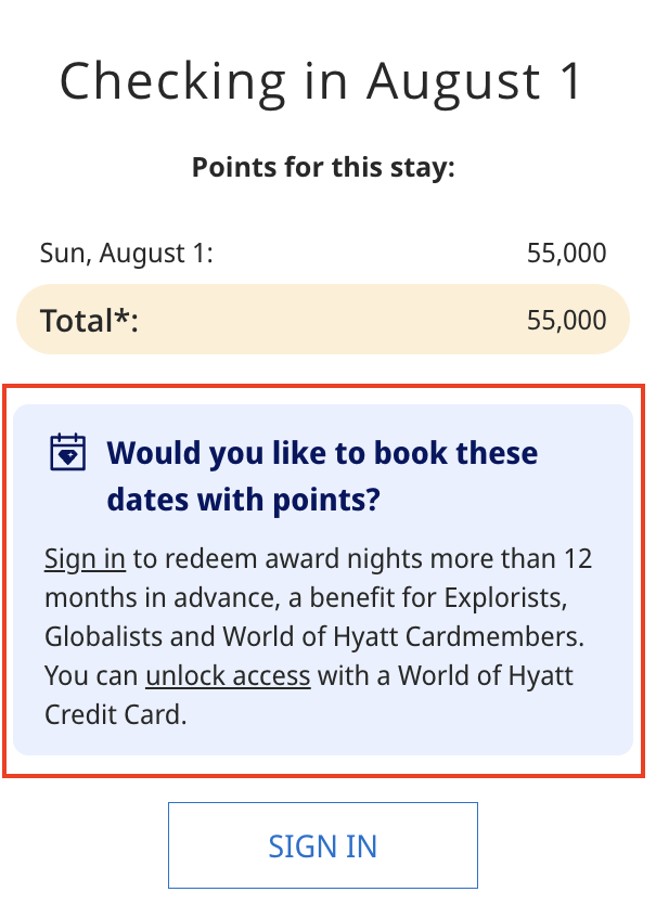 Hyatt Early Calendar Access