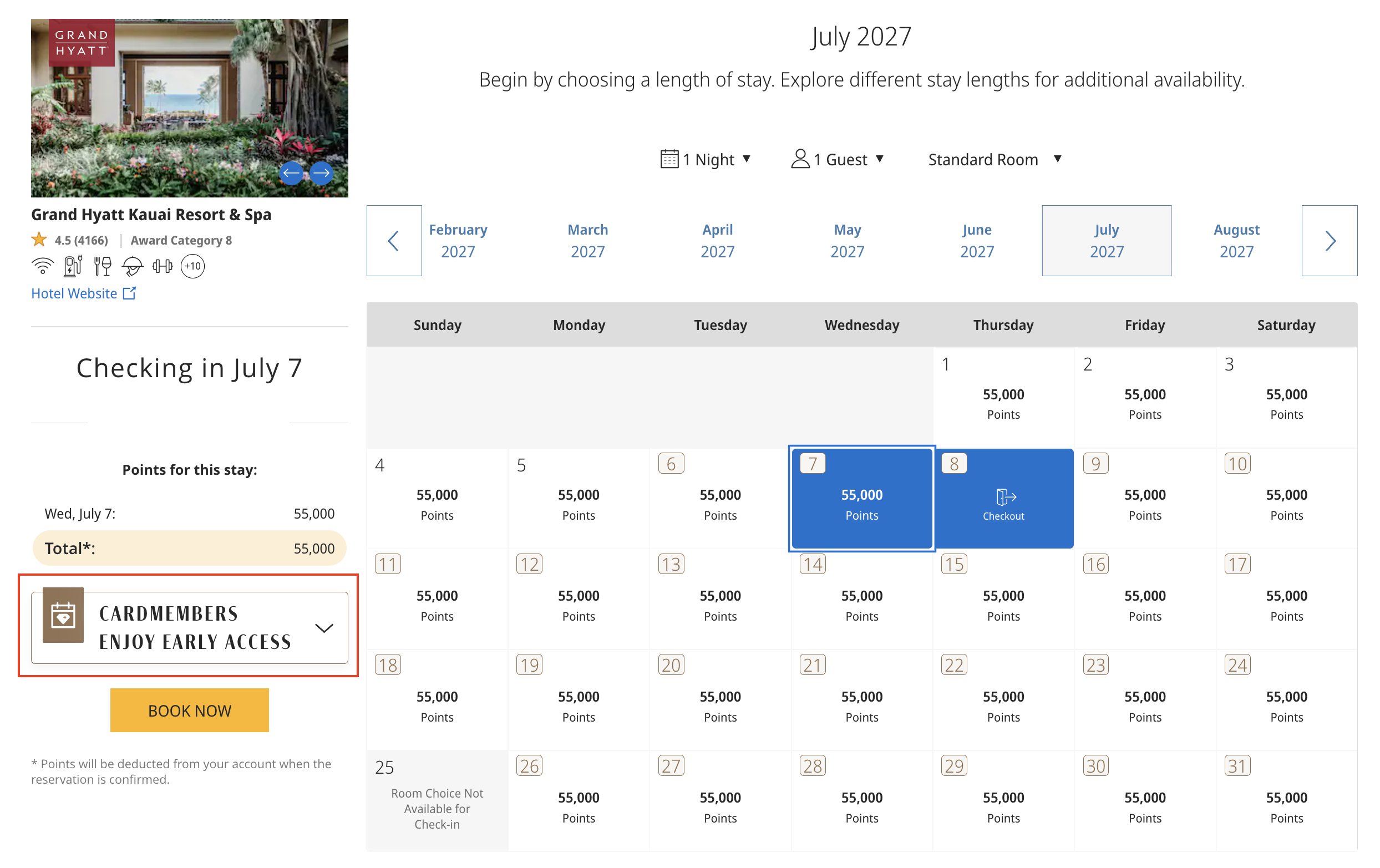 Hyatt Early Calendar Access
