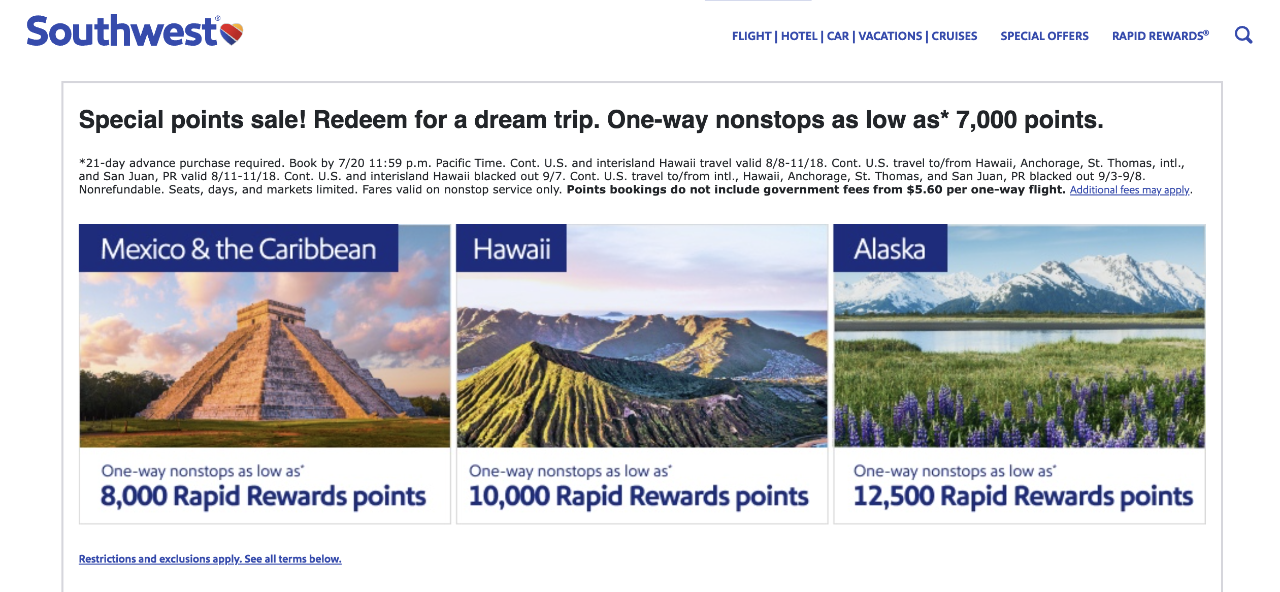 Southwest Award Sale