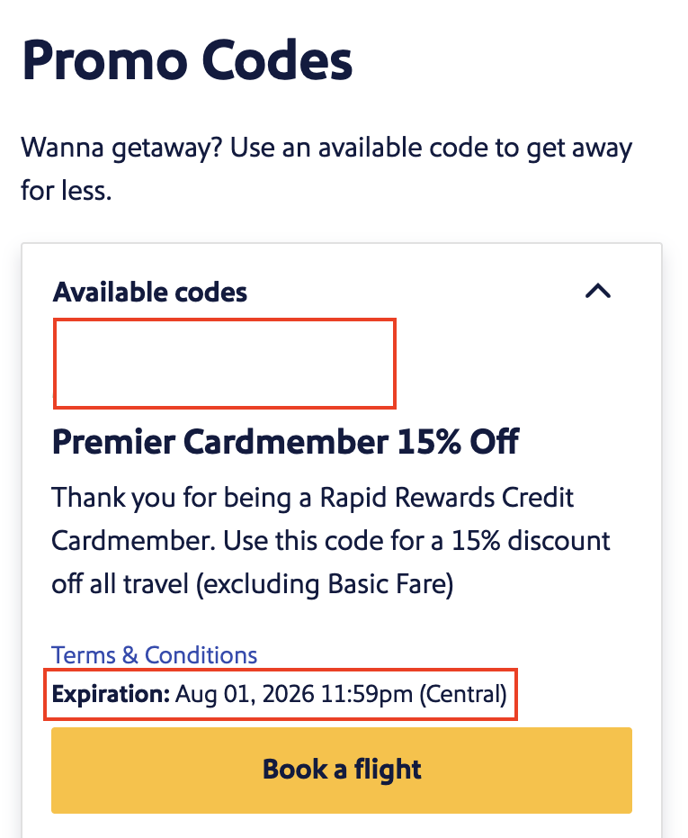 Southwest Cardholder Promo Codes