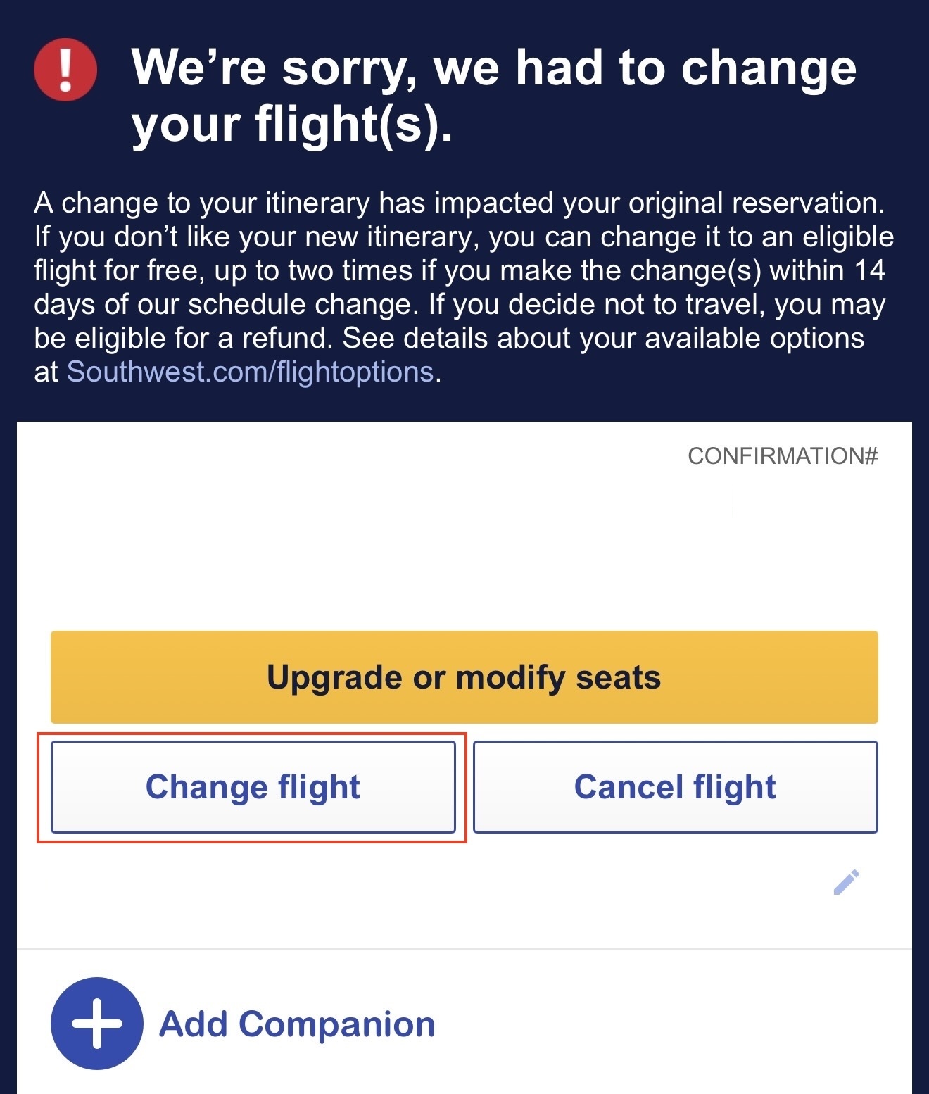 Southwest Schedule Change Policy