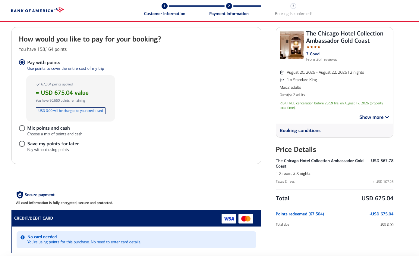 Bank Of America travel portal update